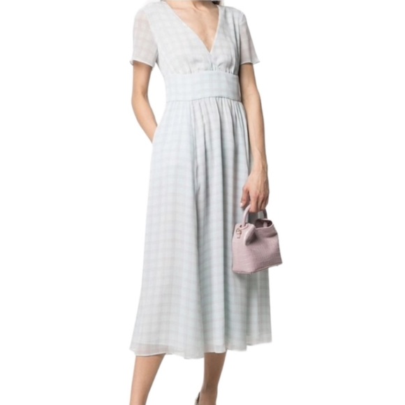 NWT EMPORIO ARMANI V-Neck Check Print Chiffon Dress Sz 42 (US 6) - Picture 6 of 16